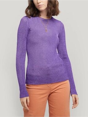 Paloma Wool Purple Ribbed Long Sleeve Top